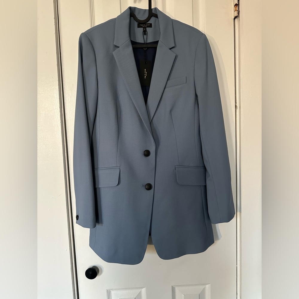 Rag & Bone Wool Blend Prairie Blue Charles Twill Blazer NWT SZ 4